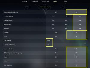 Settings for Low Fps and Lag in Valorant