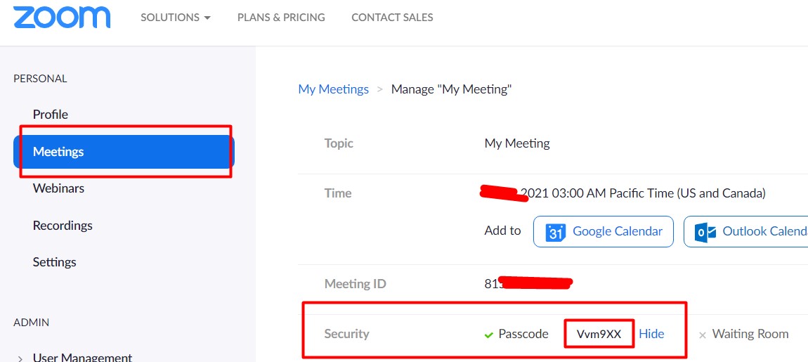 Zoom Meeting Password and meeting ID